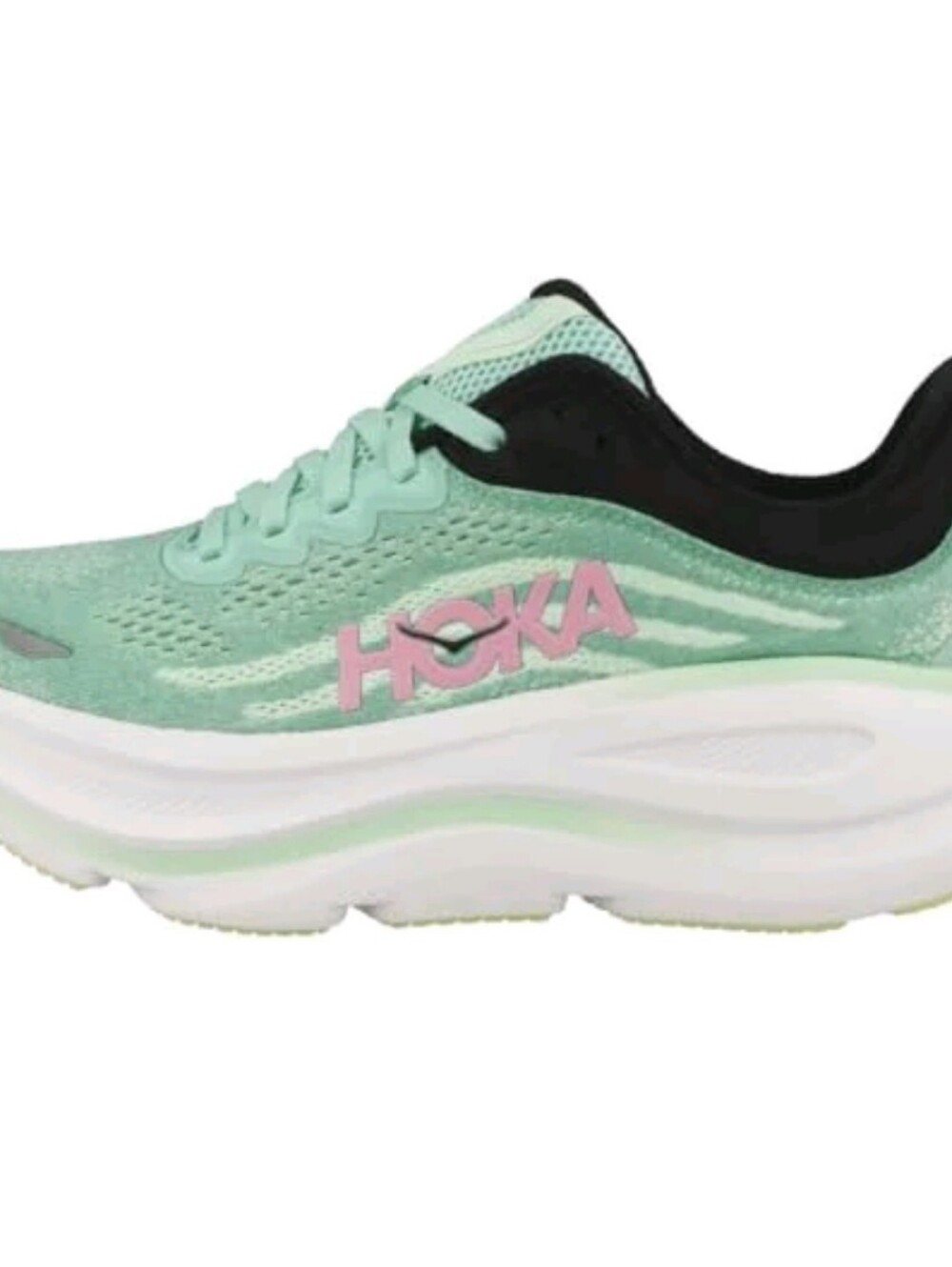 Hoka One One Bondi 9 Women's Mint Green and Pink Athletic Running Shoes 6D